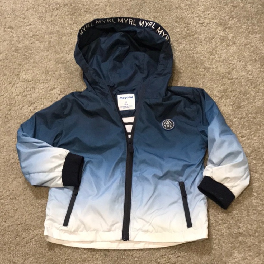 Preowned Mayoral boys lightweight wind breaker jacket with hood - 2